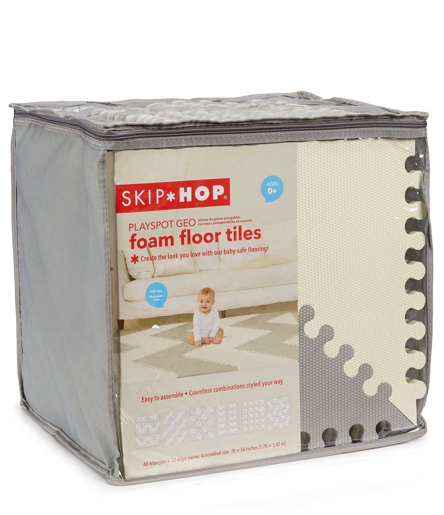 Playspot Geo Foam Floor Tiles - Grey / Cream