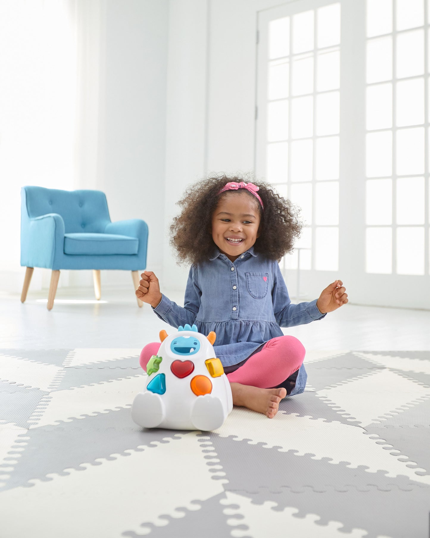Playspot Geo Foam Floor Tiles - Grey / Cream