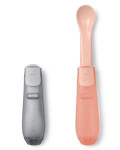 Easy-Fold Travel Spoons- Grey/Coral