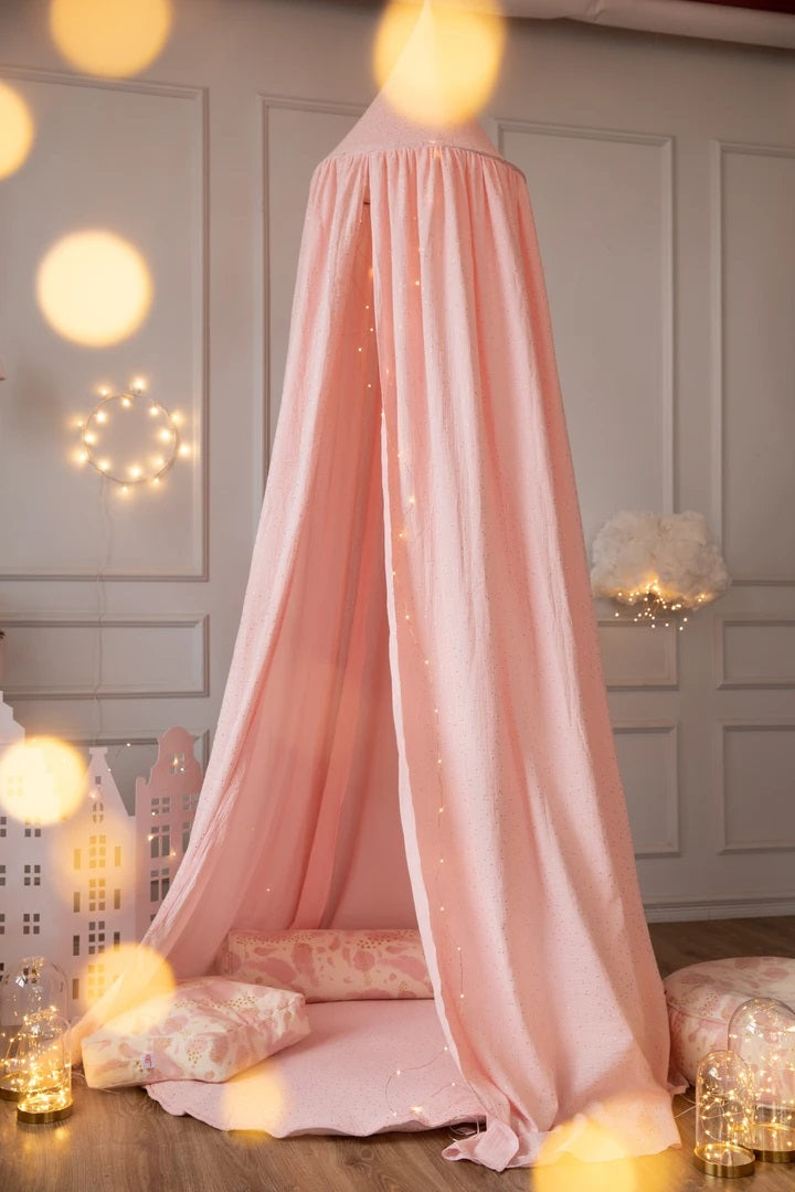 Canopy Pink with Gold Dots