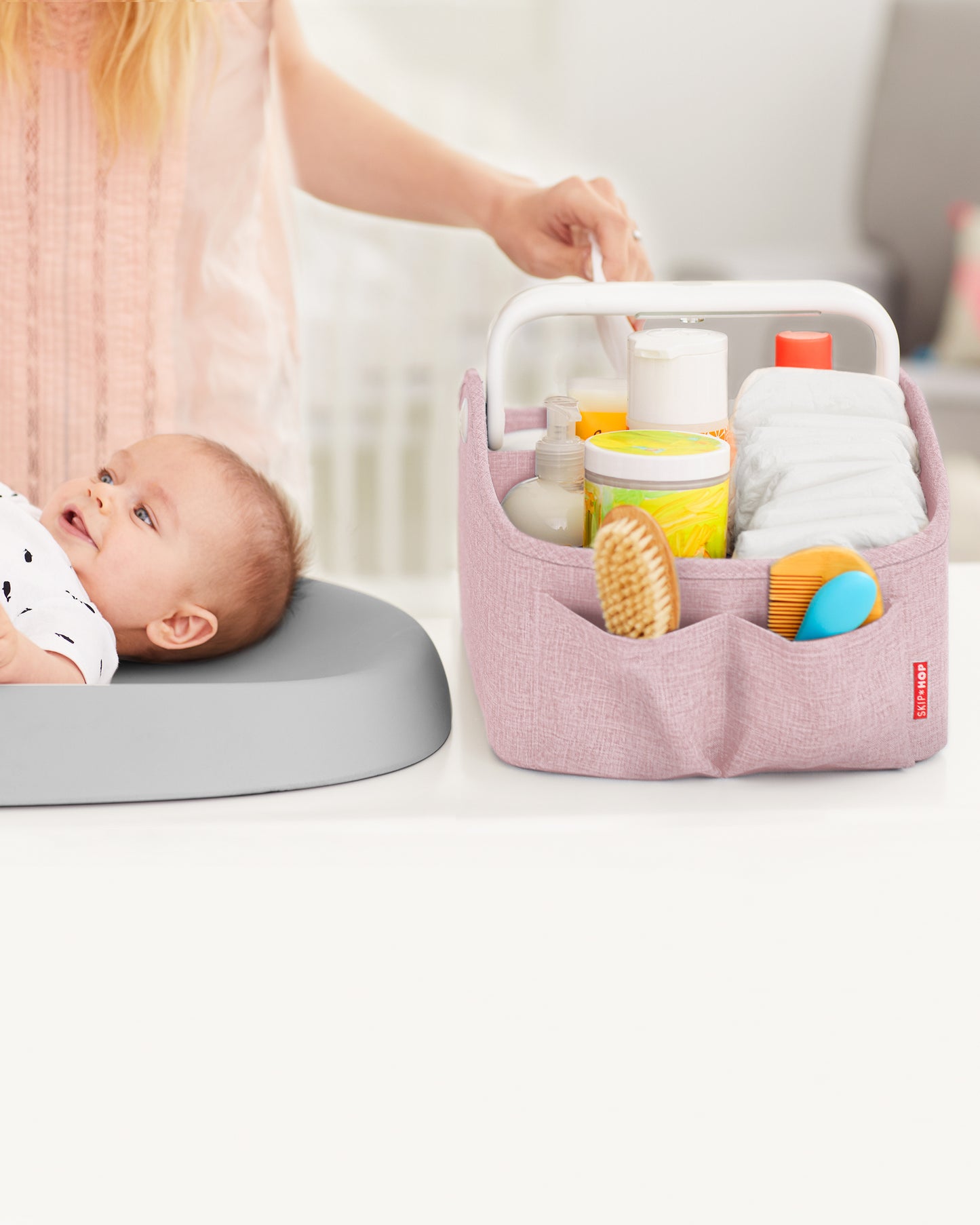 Nursery Style Light-Up Diaper Caddy - Pink