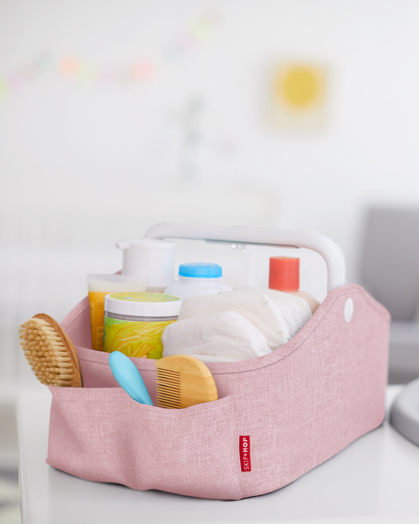 Nursery Style Light-Up Diaper Caddy - Pink