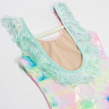 Load image into Gallery viewer, Fringe Back Neon Tie Dye Swimsuit
