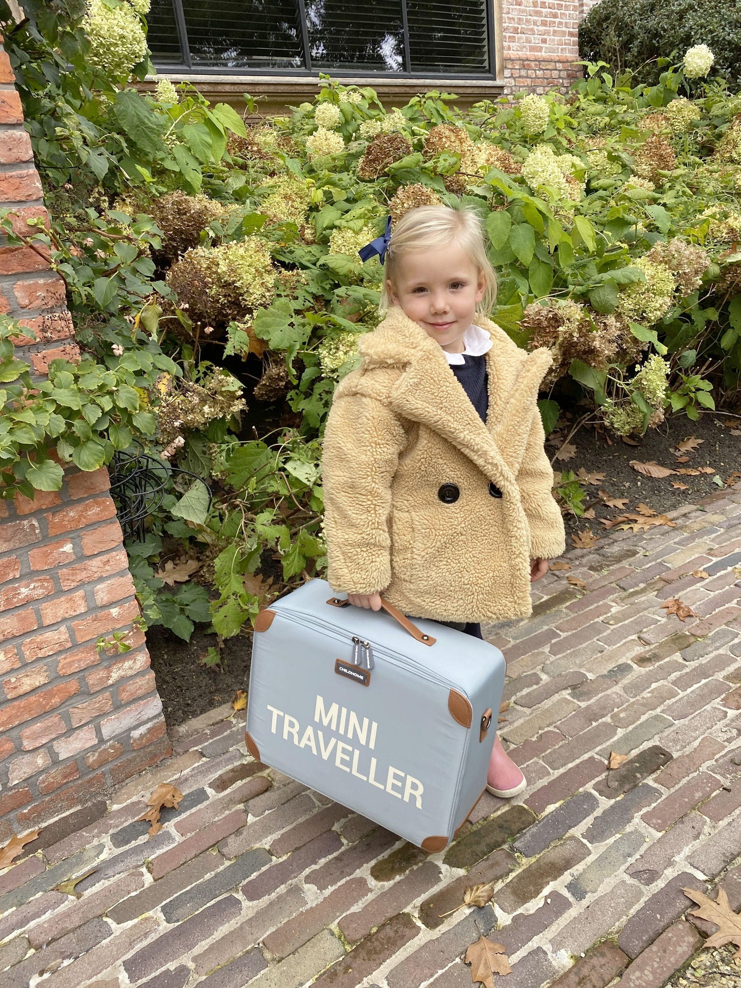 Mini Traveller Kids Suitcase - Grey Off White