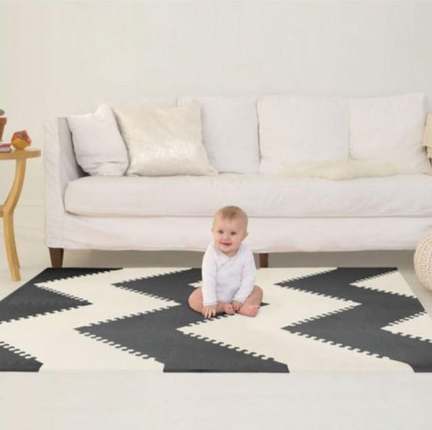Playspot Geo Foam Floor Tiles - Black / Cream