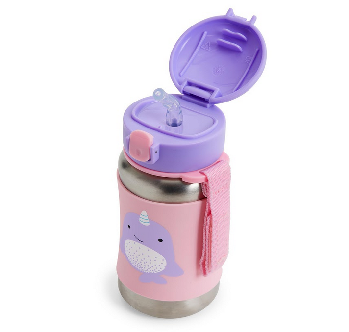 Zoo Stainless Steel Straw Bottle - Narwhal