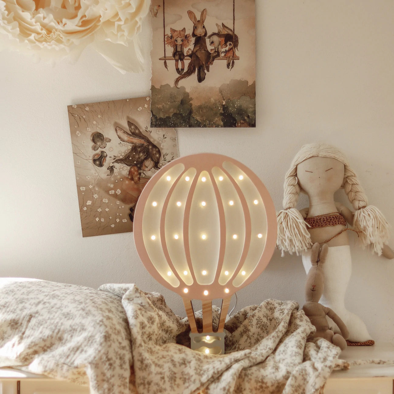 Little Lights Hot Air Balloon Lamp - Powder Pink