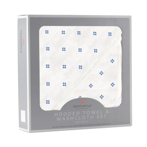 Periwinkle Diamond Polka Dot Bamboo Hooded Towel and Washcloth Set