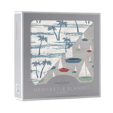 Load image into Gallery viewer, Ocean Palm Trees and Marina Sailboats Bamboo Newcastle Blanket
