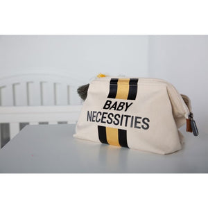 Baby Necessitties Toiletry Bag - Off White Stripes Black/Gold