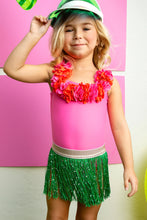 Load image into Gallery viewer, Poppy Hula Girl Swimsuit + Seagrass Fringe Skirt
