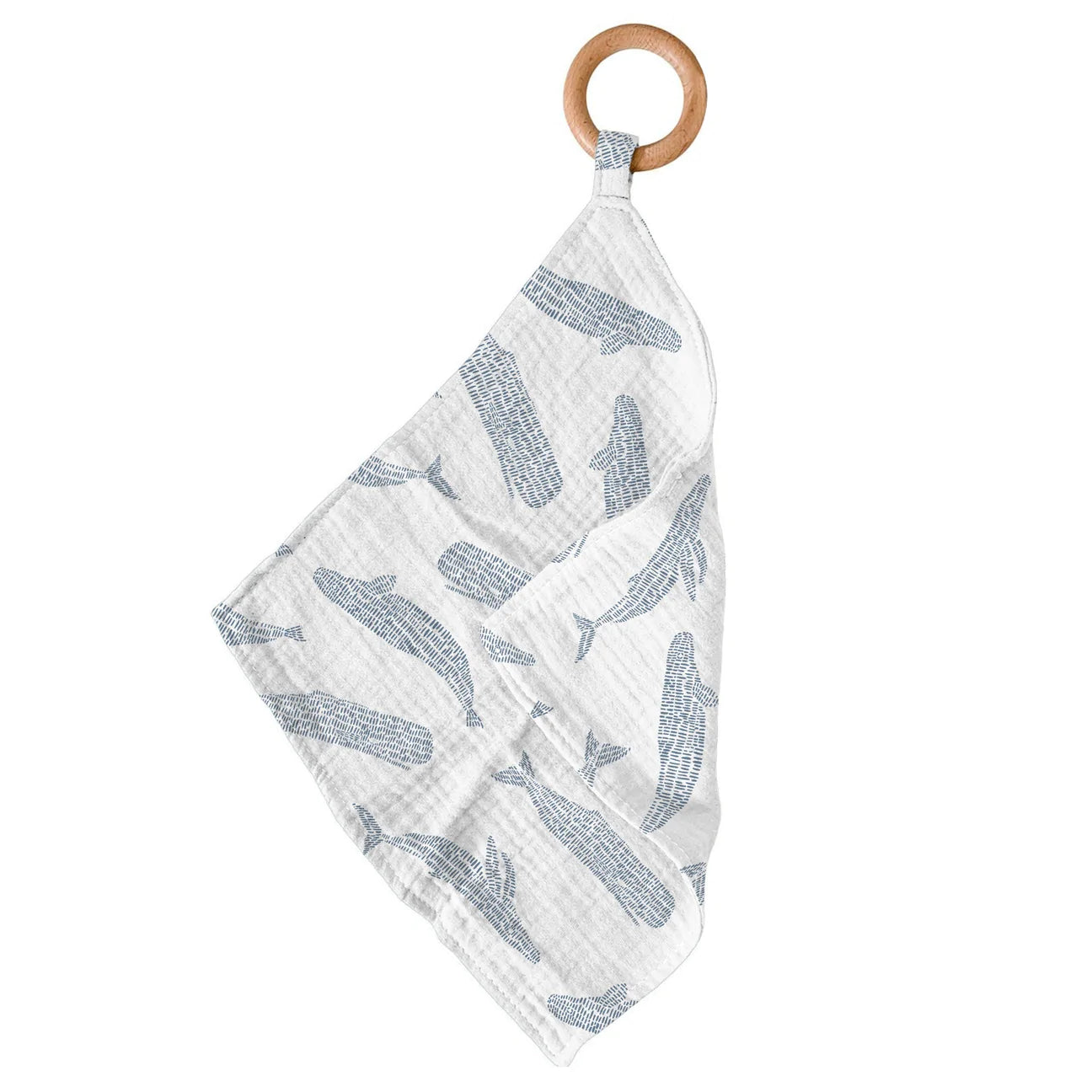 Blue Shadow Whales Bamboo Blankie Teether
