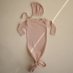Ribbed Baby Bonnet - Blush