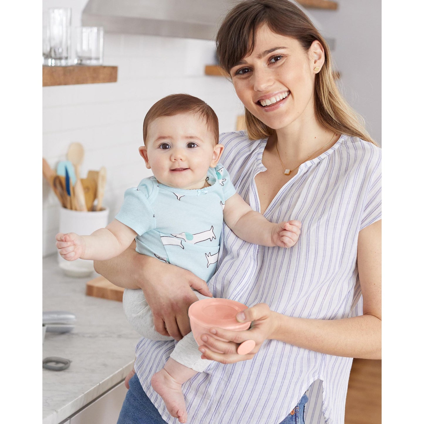 Easy-Grab Bowls-Grey/Soft Coral