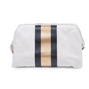 Baby Necessitties Toiletry Bag - Off White Stripes Black/Gold