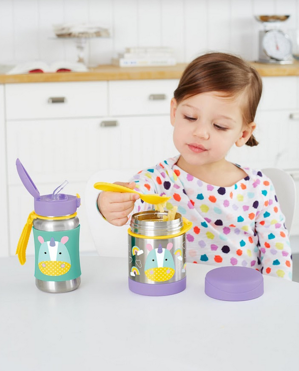Zoo Stainless Steel Straw Bottle - Unicorn