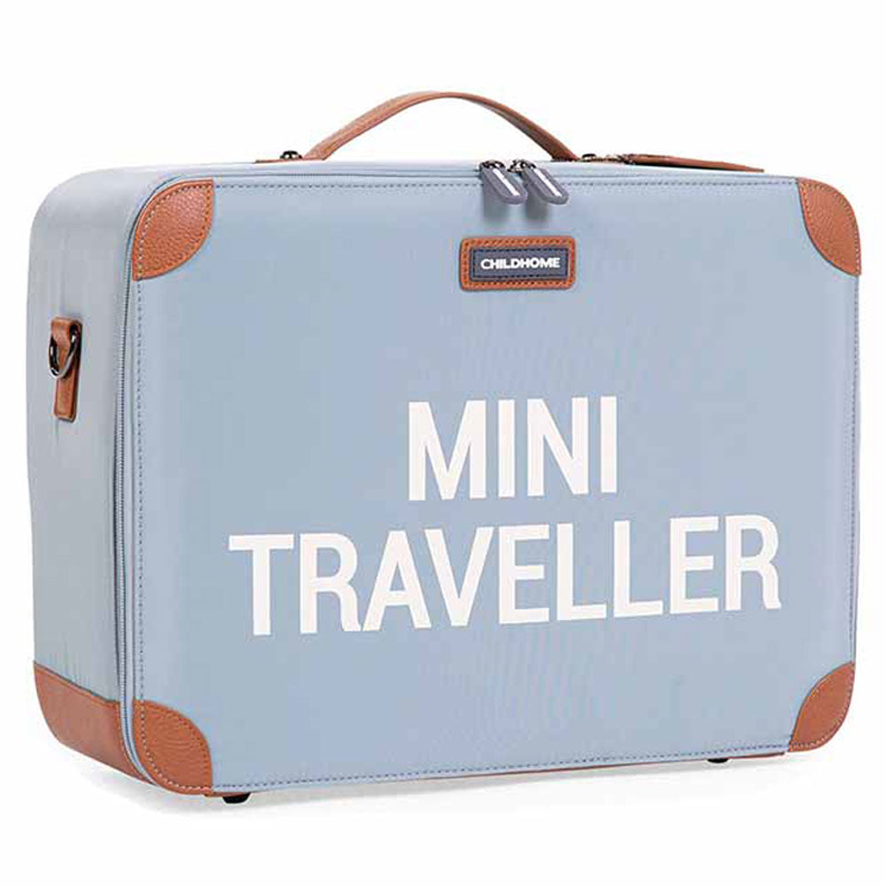Mini Traveller Kids Suitcase - Grey Off White