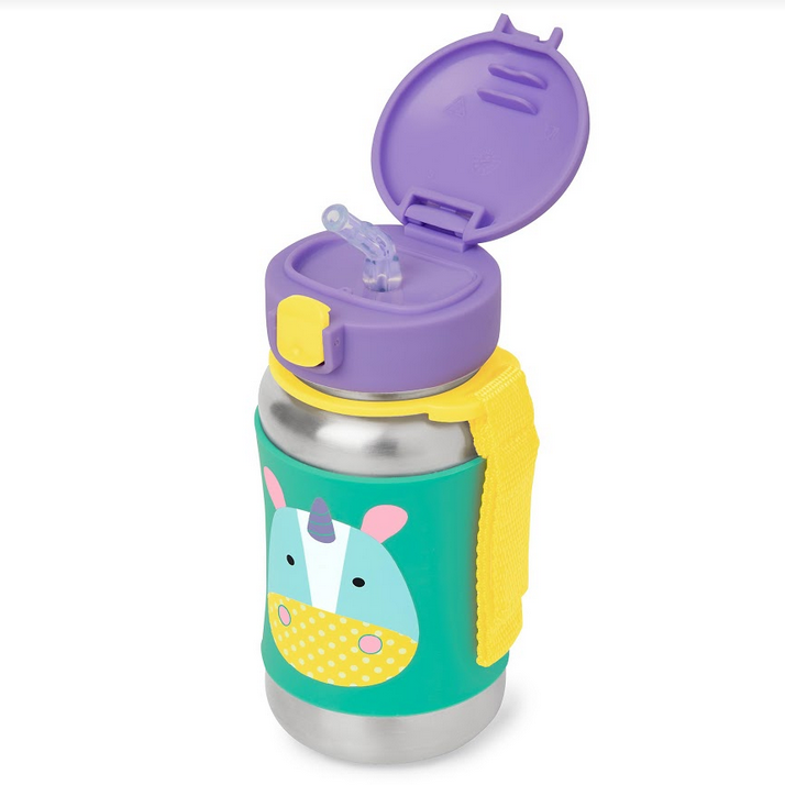 Zoo Stainless Steel Straw Bottle - Unicorn