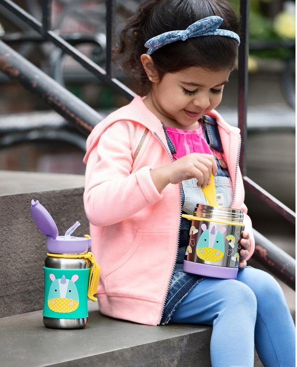 Zoo Stainless Steel Straw Bottle - Unicorn