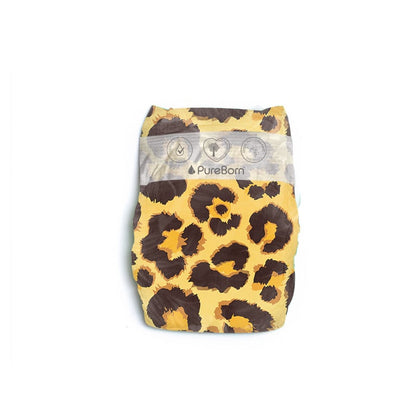 Organic Diapers Size 1 - Newborn up to 5kg - 34 Diapers - Leopard Print