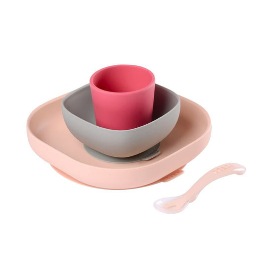 4-Piece Silicone Dinner Set - Pink