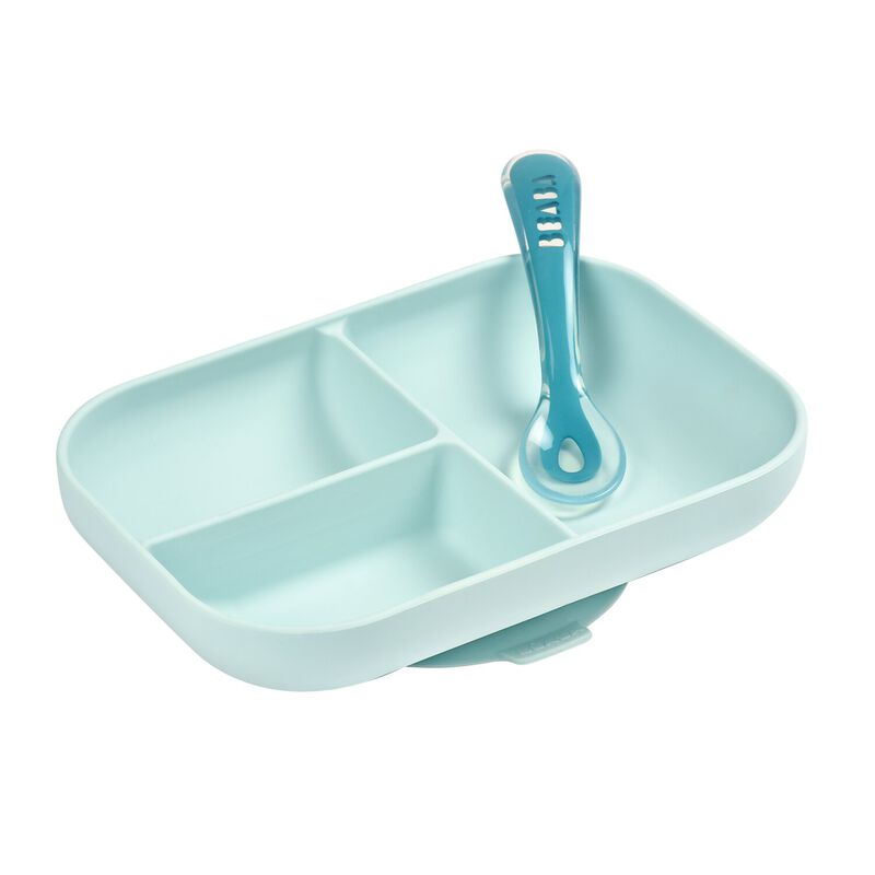 Silicone Suction Plate & Spoon - Blue