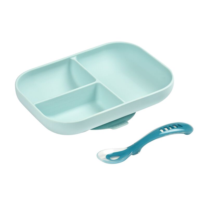 Silicone Suction Plate & Spoon - Blue