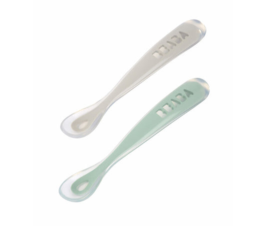 Silicone Spoon 1st Age 2pcs Set - Sage Green