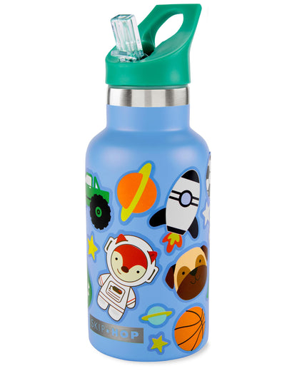 Stainless Steel Canteen Bottle With Stickers - Blue