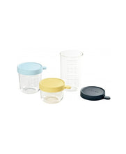 Load image into Gallery viewer, Set of 3 Glass Portions Jars - 150ml / 250ml / 400ml – Yellow/Light Blue/Dark Blue
