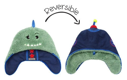 Kids & Baby Reversible Sherpa Hat - Dinosaur & Astronaut (2-4y)