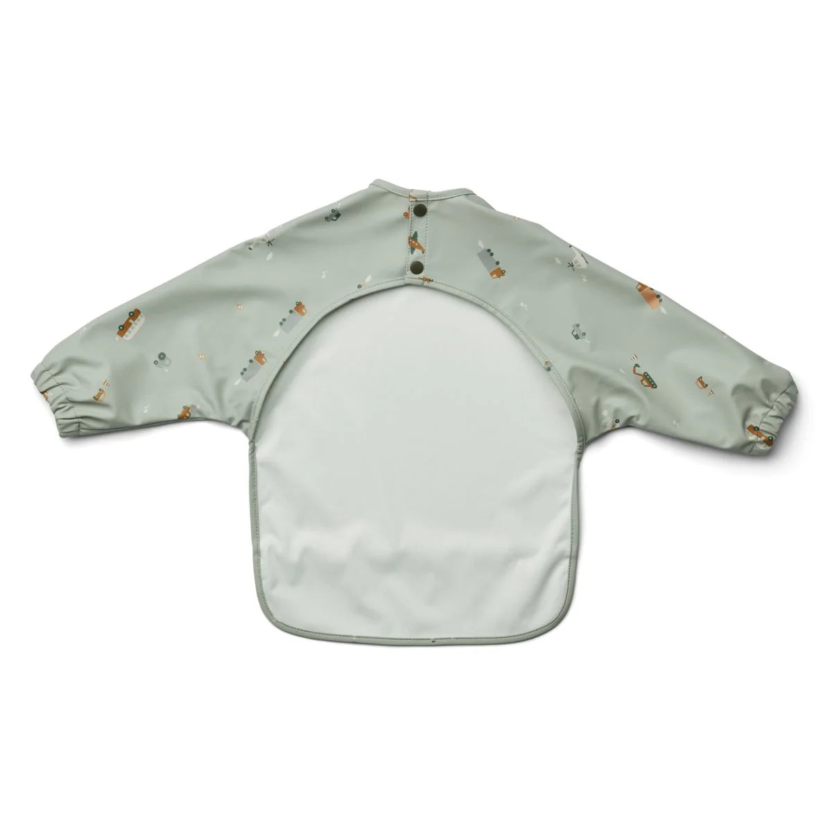 Merle Ruffle Cape Bib - Vehicles/dove blue mix