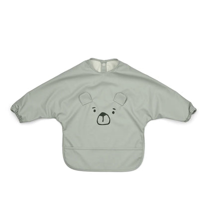 Merle Ruffle Cape Bib - Mr Bear / Dove Blue