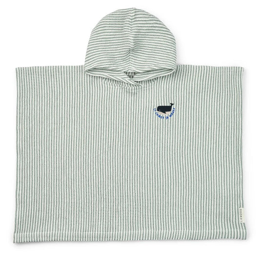 Paco Embroidery Poncho stripe - Peppermint / Creme de la creme
