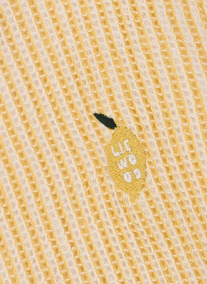 Paco Embroidery Poncho stripe - Lemon Yellow / Creme de la creme