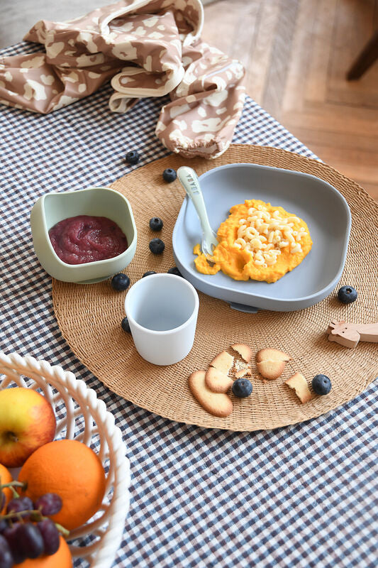 4-piece silicone dinner set - Pebble