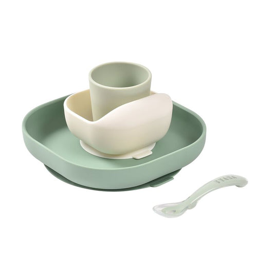 4-piece silicone dinner set - Sage Green / Misty green