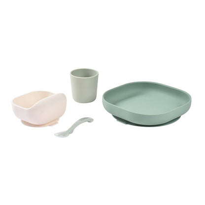 4-piece silicone dinner set - Sage Green / Misty green