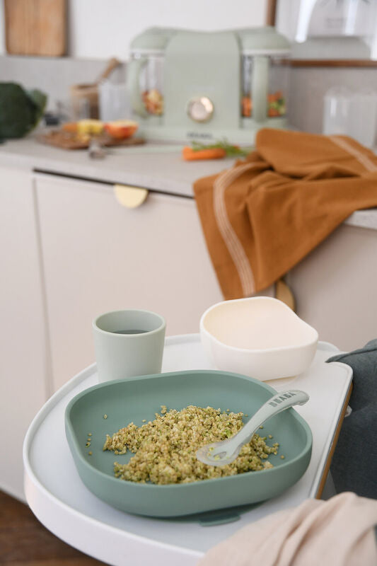 4-piece silicone dinner set - Sage Green / Misty green