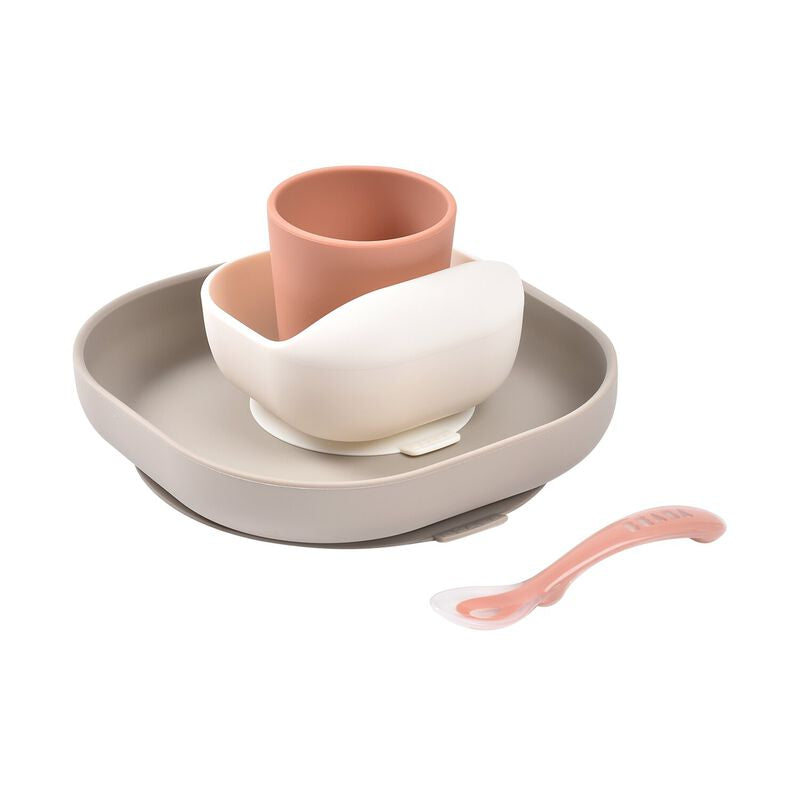 4-piece silicone dinner set - Terracotta / Gazelle