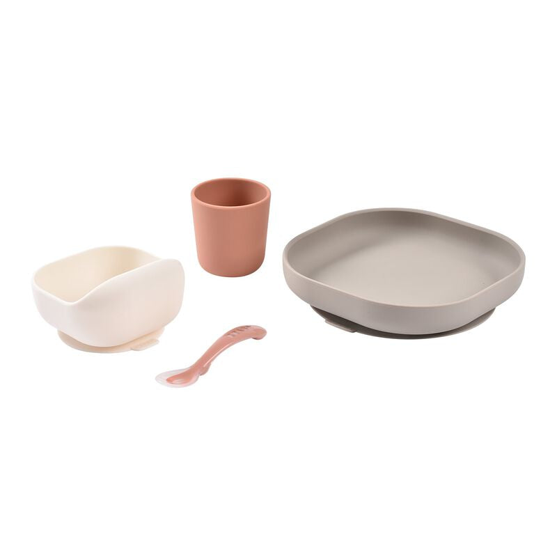4-piece silicone dinner set - Terracotta / Gazelle