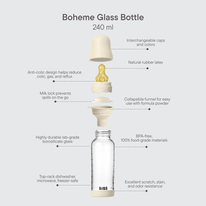 Baby Glass Bottle Boheme Set 120ml Latex - Blue