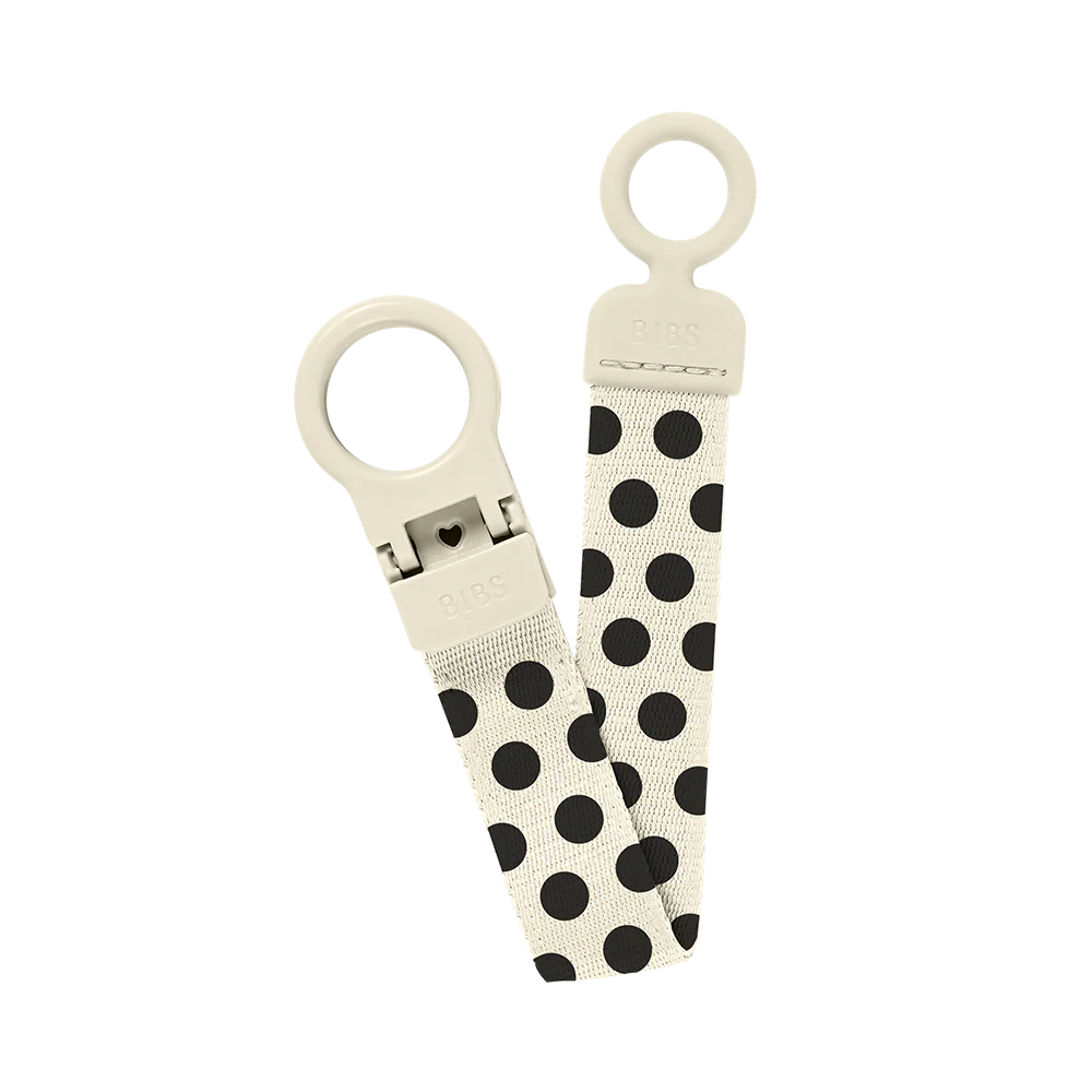 Pacifier Clip - Loop Polka - Ivory/ Black