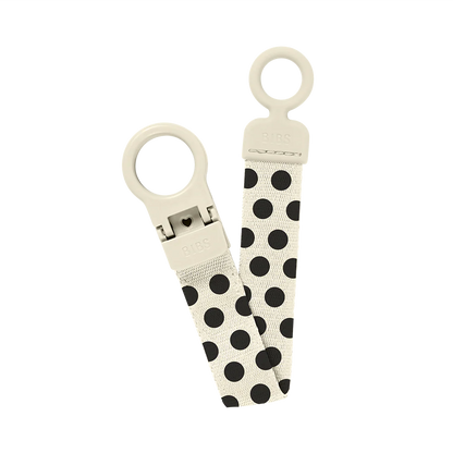 Pacifier Clip - Loop Polka - Ivory/ Black