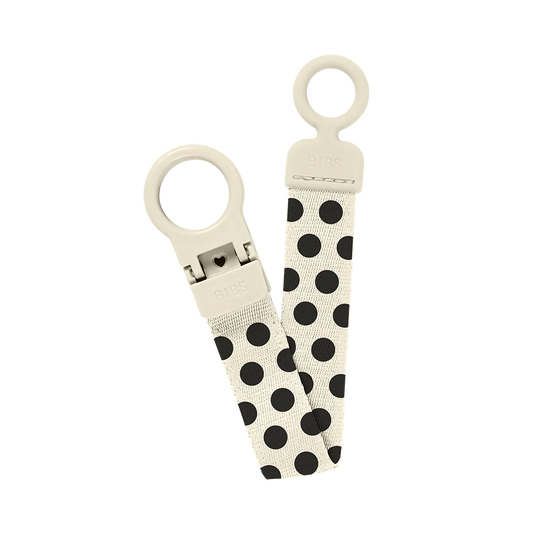 Pacifier Clip - Loop Polka - Ivory/ Black
