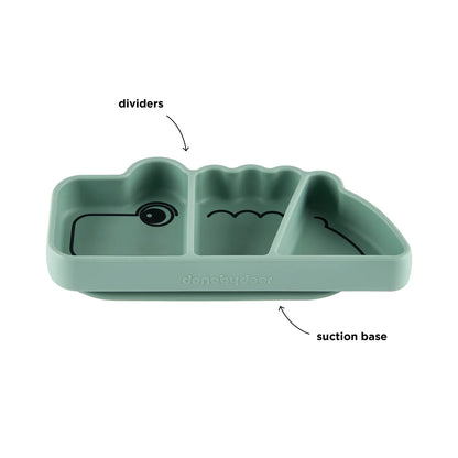 Silicone Stick & Stay snackplate - Croco - Green