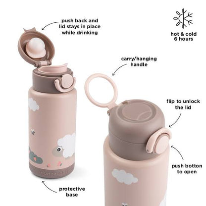 insulated bottle - tiny farm - powder - 340 ml