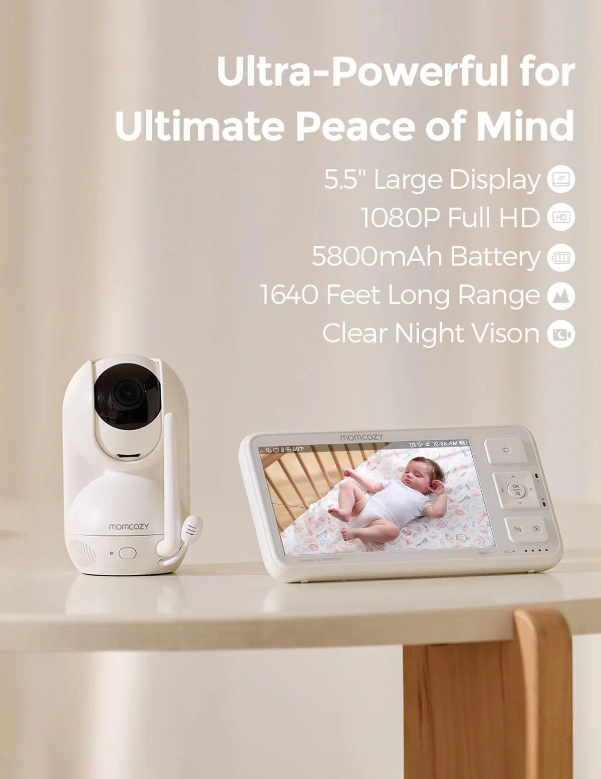 Video Baby Monitor, 5.5” 1080P Full HD Baby Monitor with Camera Success