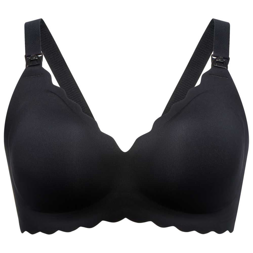 Seamless Support Floral Nursing Bra with Jelly Strip - Black