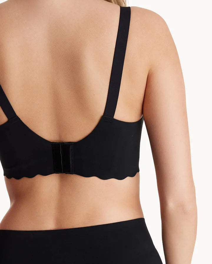 Seamless Support Floral Nursing Bra with Jelly Strip - Black